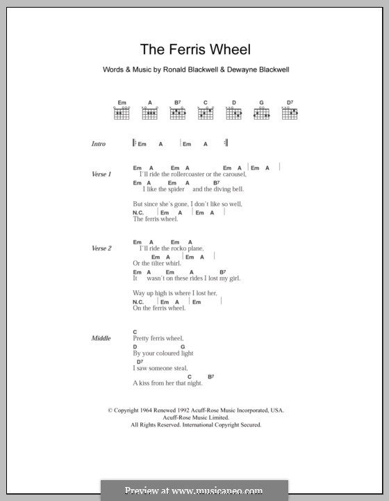 The Ferris Wheel (The Everly Brothers): Letras e Acordes by Dewayne Blackwell, Ronald Blackwell