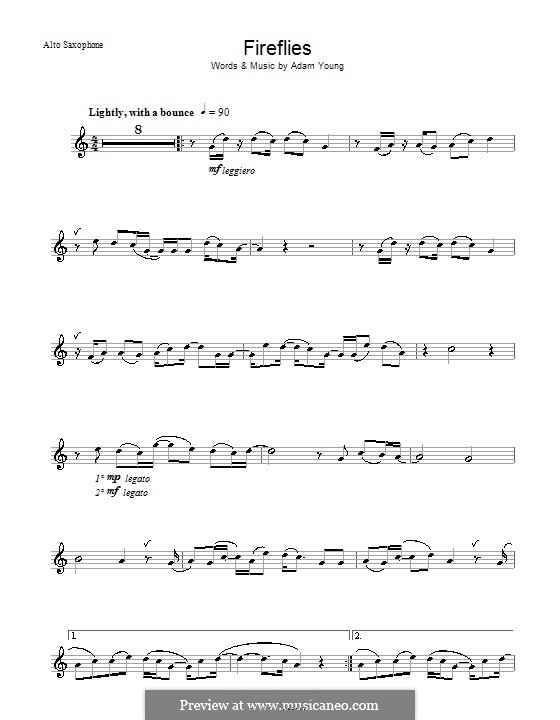 Fireflies (Owl City): para Saxofone Alto by Adam Young