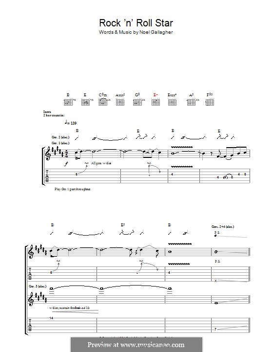 Rock 'n' Roll Star (Oasis): Para guitarra com guia by Noel Gallagher