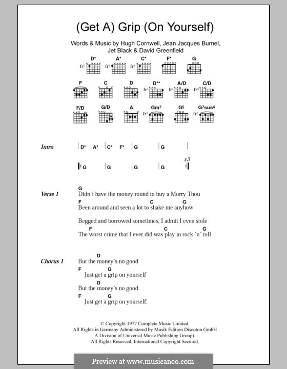 (Get A) Grip (On Yourself): Lyrics and chords (The Stranglers) by David Greenfield, Hugh Cornwell, Jean-Jacques Burnel, Jet Black