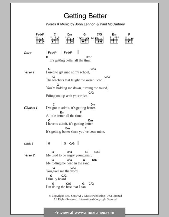 Getting Better (The Beatles): Letras e Acordes by John Lennon, Paul McCartney