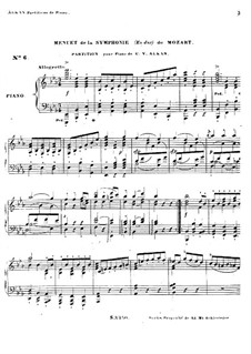 Symphony No.39 in E Flat Major, K.543: minueto, para piano by Wolfgang Amadeus Mozart