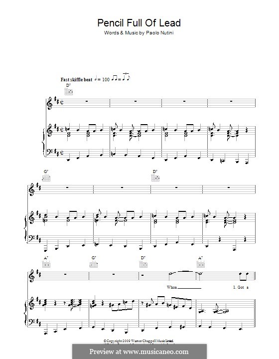 Pencil Full of Lead: Para vocais e piano (ou Guitarra) by Paolo Nutini