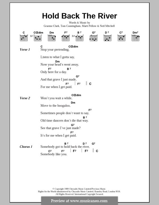 Hold Back the River (Wet Wet Wet): Letras e Acordes by Graeme Clark, Tom Cunningham, Marti Pellow, Neil Mitchell