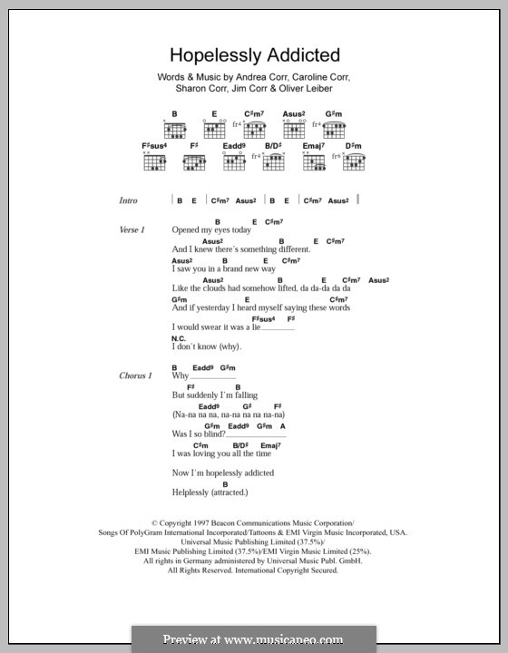 Hopelessly Addicted (The Corrs): Letras e Acordes by Andrea Corr, Caroline Corr, Jim Corr, Oliver Leiber, Sharon Corr