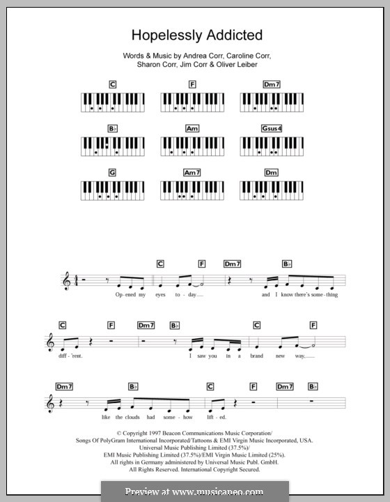 Hopelessly Addicted (The Corrs): para teclado by Andrea Corr, Caroline Corr, Jim Corr, Oliver Leiber, Sharon Corr