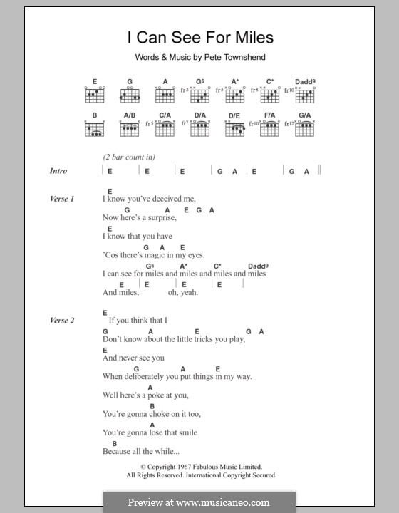 I Can See for Miles (The Who): Letras e Acordes by Peter Townshend