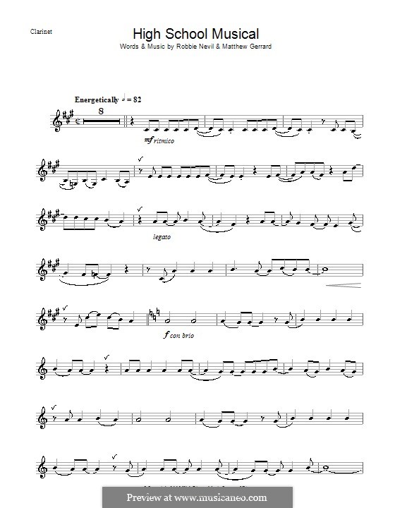 High School Musical (from High School Musical 3): para clarinete by Matthew Gerrard, Robbie Nevil
