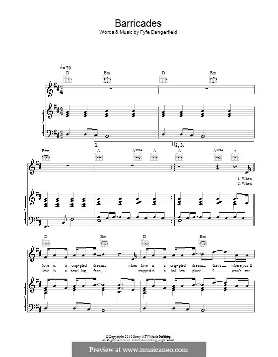 Barricades: Para vocais e piano (ou Guitarra) by Fyfe Dangerfield