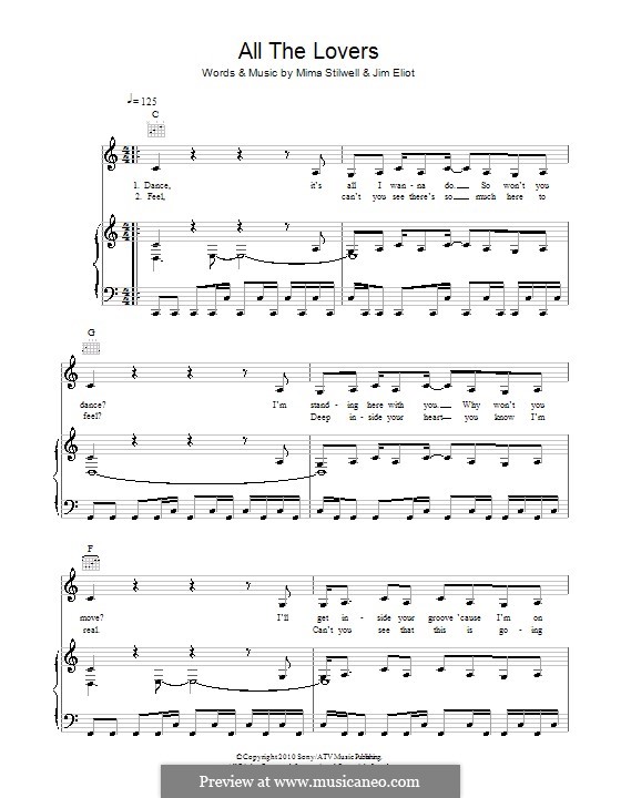 All the Lovers (Kylie): Para vocais e piano (ou Guitarra) by James Eliot, Mima Stilwell