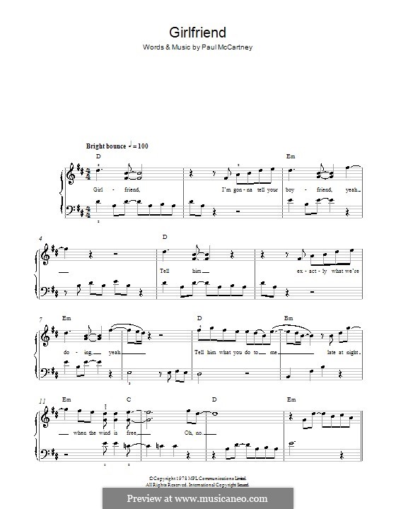 Girlfriend: Facil para o piano by Paul McCartney