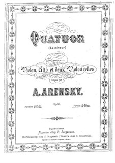 String Quartet No.2 in A Minor, Op.35: parte viola by Anton Arensky