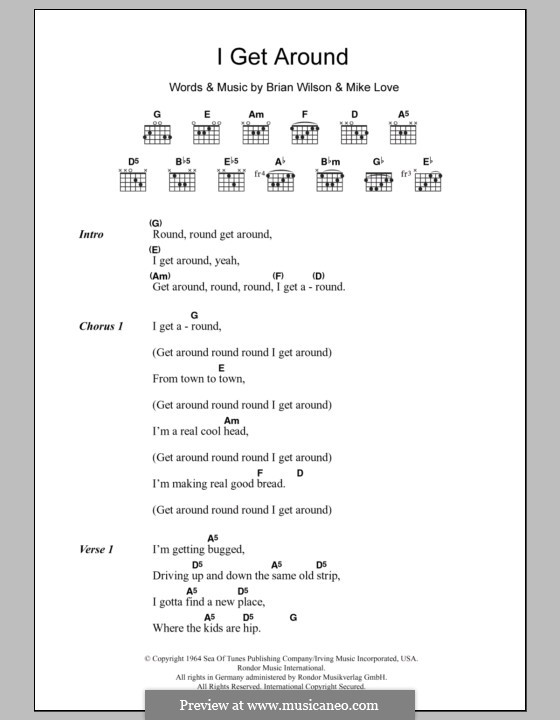 I Get Around (The Beach Boys): Letras e Acordes by Brian Wilson, Mike Love