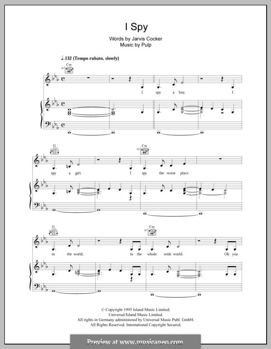 I Spy: Para vocais e piano (ou Guitarra) by Pulp