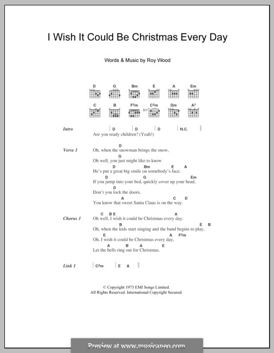 I Wish It Could Be Christmas Every Day (Wizzard): Letras e Acordes by Roy Wood