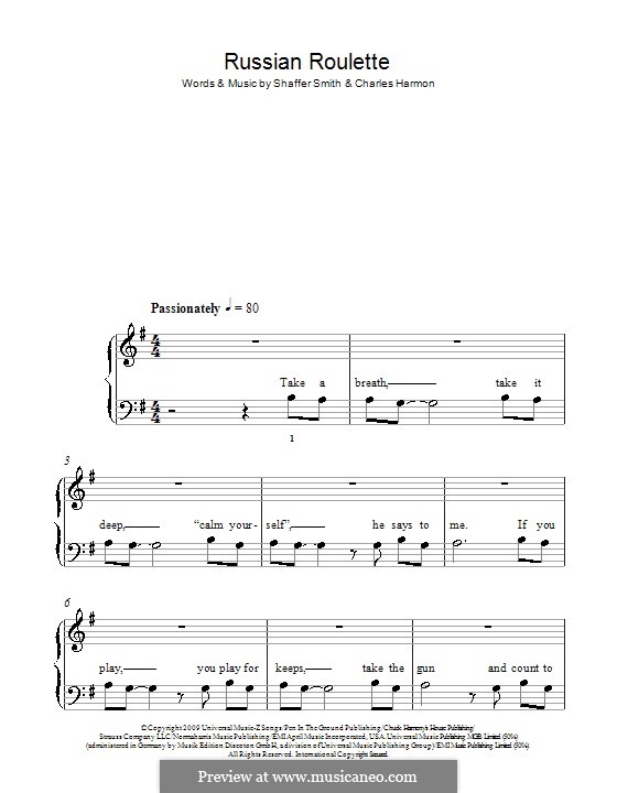 Russian Roulette (Rihanna): Facil para o piano by Charles Harmon, Ne-Yo