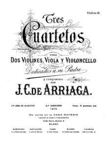 Three String Quartets: violino parte II by Juan Crisóstomo de Arriaga