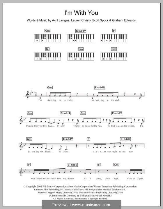 I'm with You: para teclado by Avril Lavigne, Graham Edwards, Lauren Christy, Scott Spock