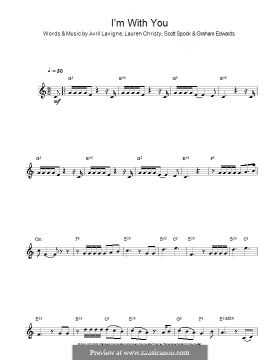 I'm with You: para clarinete by Avril Lavigne, Graham Edwards, Lauren Christy, Scott Spock