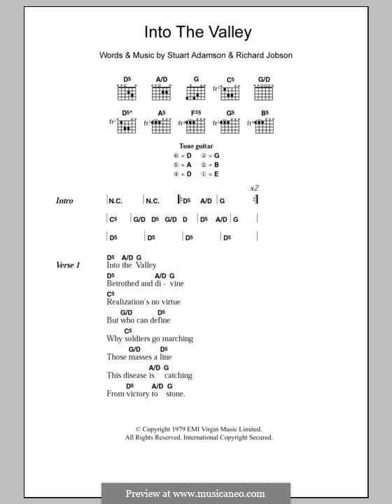 Into the Valley (The Skids): Letras e Acordes by Richard Jobson, Stuart Adamson