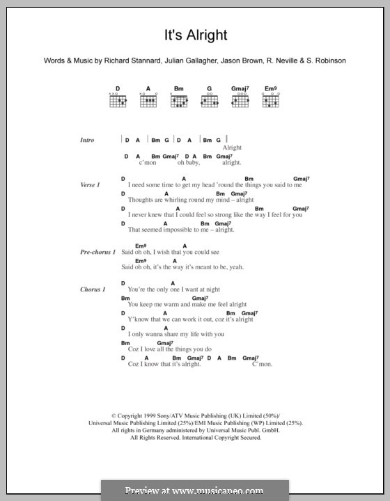 It's Alright (Five): Letras e Acordes by Jason Brown, Julian Gallagher, Richard Neville, Richard Stannard, S. Robinson