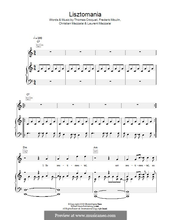 Lisztomania (Phoenix): Para vocais e piano (ou Guitarra) by Christian Mazzalai, Frederic Moulin, Laurent Mazzalai, Thomas Croquet