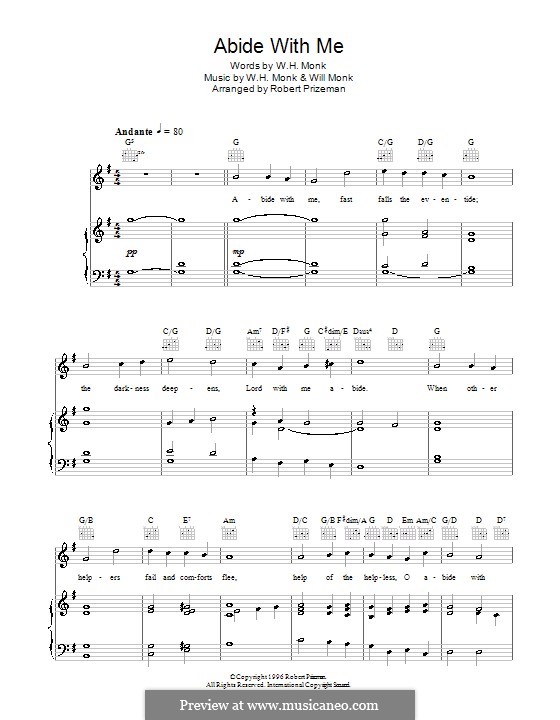 Abide with Me: Para vocais e piano (ou Guitarra) by William Henry Monk