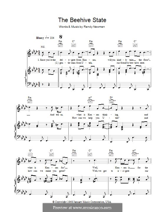 The Beehive State: Para vocais e piano (ou Guitarra) by Randy Newman