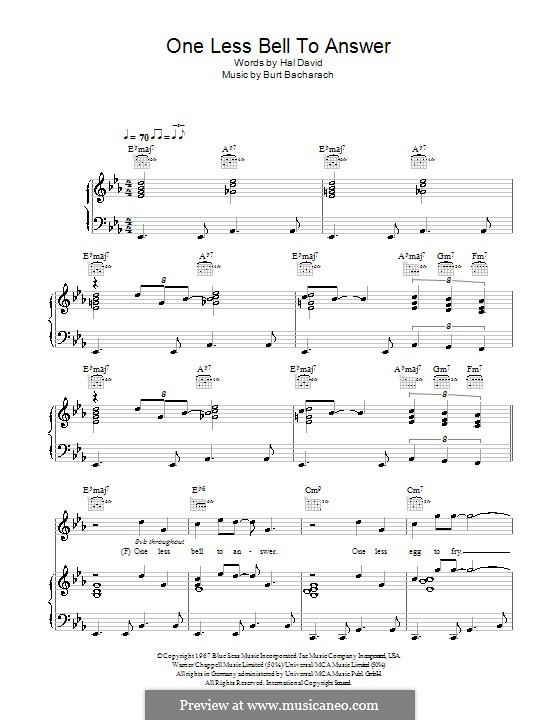 One Less Bell to Answer por B. Bacharach Partituras on músicaNeo