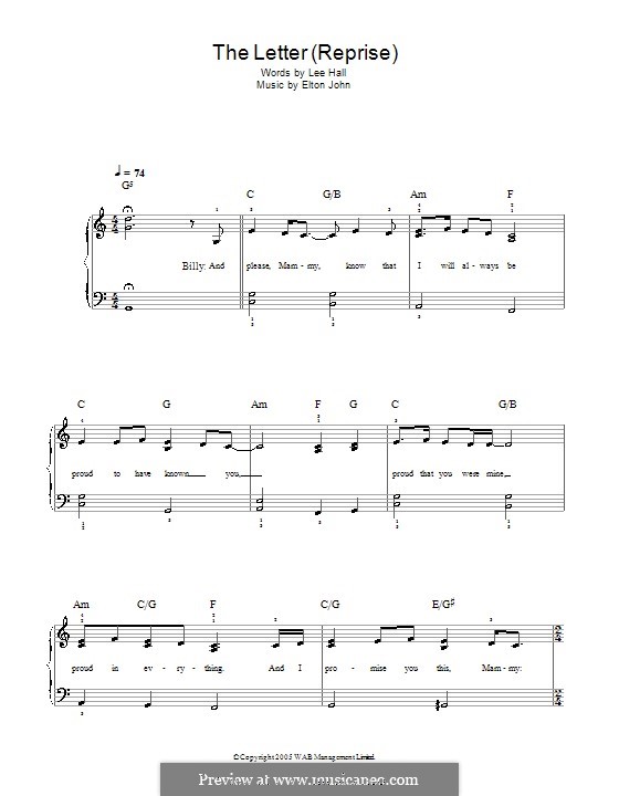 The Letter. Reprise: Facil para o piano by Elton John