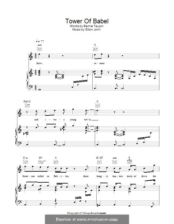 Tower of Babel: Para vocais e piano (ou Guitarra) by Elton John