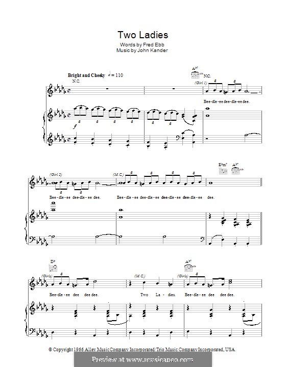 Two Ladies (Joel Grey): Para vocais e piano (ou Guitarra) by John Kander