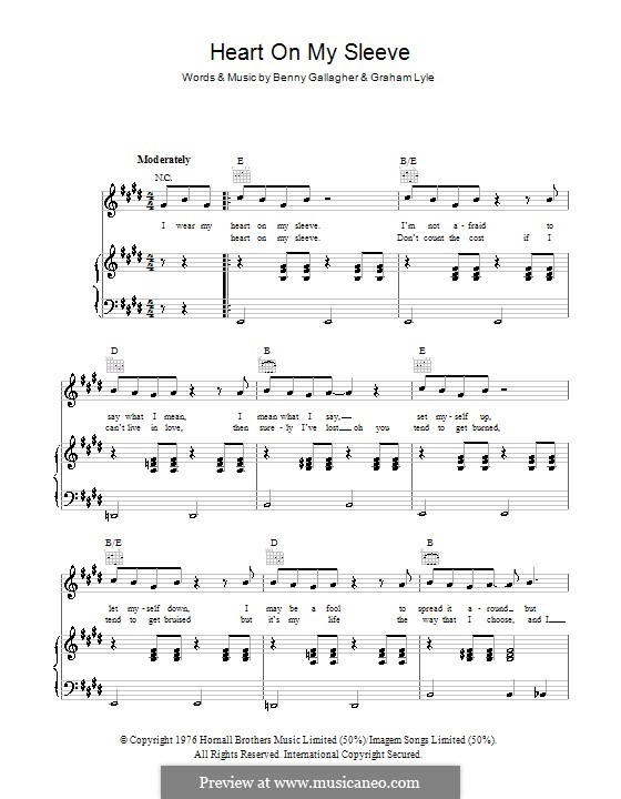 Heart on My Sleeve: Para vocais e piano (ou Guitarra) by Benny Gallagher, Graham Lyle