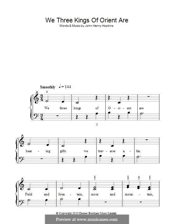 Piano version: Easy notes by John H. Hopkins Jr.