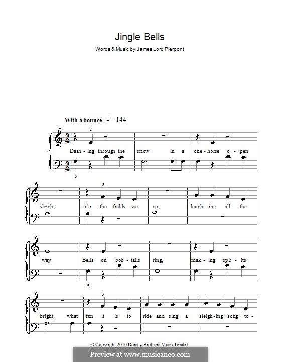 Piano version (printable scores): para dedilhado by James Lord Pierpont