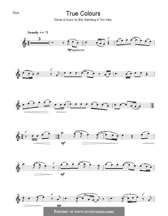 True Colors: para flauta by Billy Steinberg, Tom Kelly