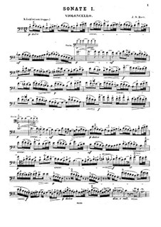 Sonata for Viola da Gamba and Harpsichord No.1 in G Major, BWV 1027: Arrangement for viola da gamba (or cello) and piano – cello part by Johann Sebastian Bach