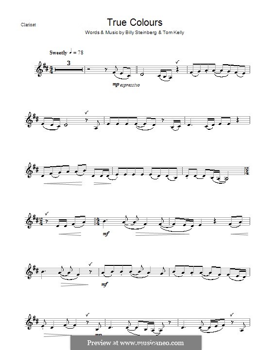 True Colors: para clarinete by Billy Steinberg, Tom Kelly