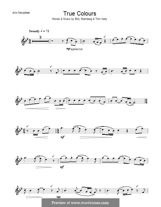 True Colors: para Saxofone Alto by Billy Steinberg, Tom Kelly
