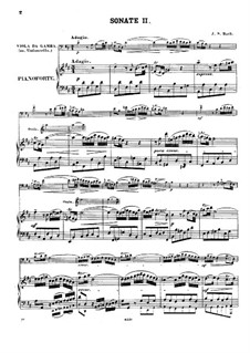 Sonata for Viola da Gamba and Harpsichord No.2 in D Major, BWV 1028: Arrangement for viola da gamba (or cello) and piano by Johann Sebastian Bach