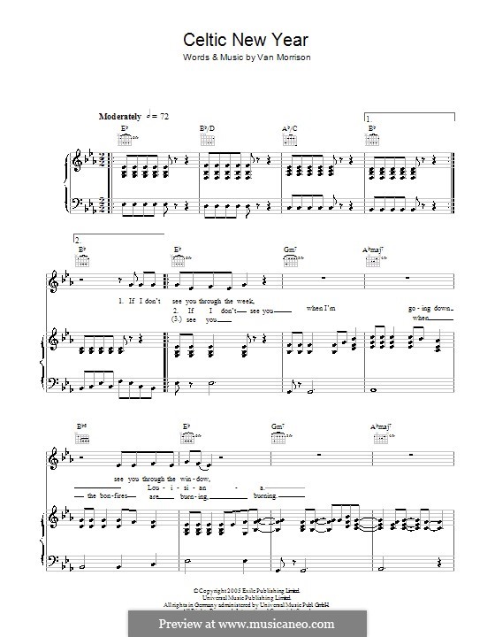 Celtic New Year: Para vocais e piano (ou Guitarra) by Van Morrison