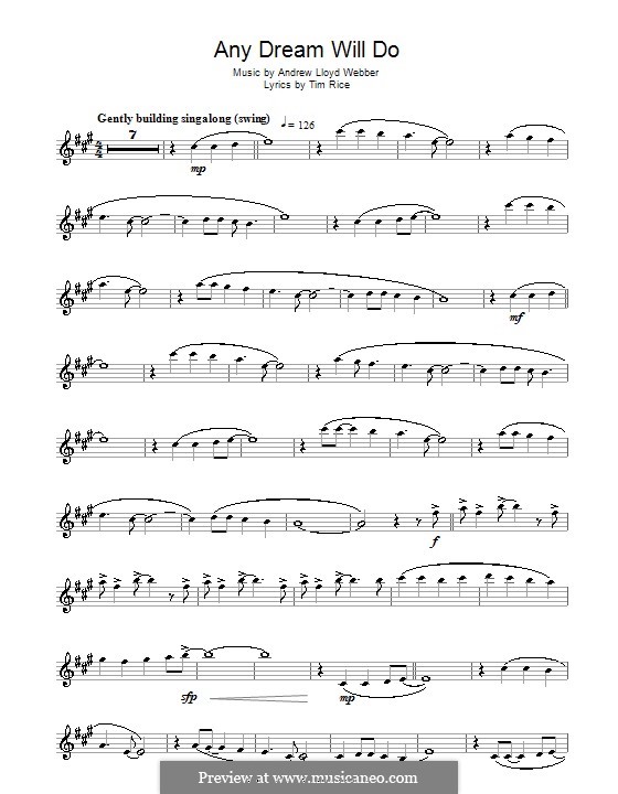 Any Dream Will Do: para Saxofone Alto by Andrew Lloyd Webber