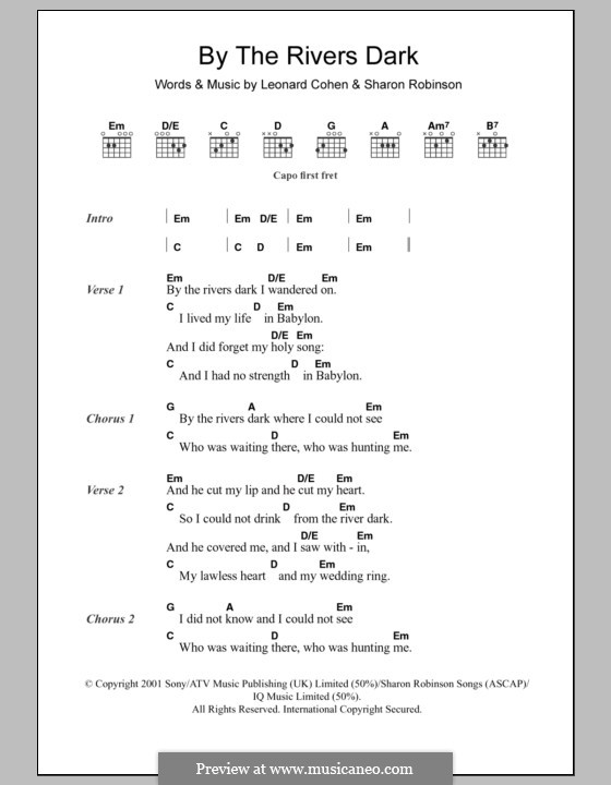 By the Rivers Dark: Letras e Acordes by Leonard Cohen, Sharon Robinson