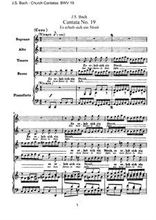 Es erhub sich ein Streit, BWV 19: arranjos para vozes e piano by Johann Sebastian Bach