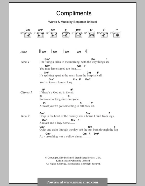 Compliments (Band of Horses): Letras e Acordes by Benjamin Bridwell