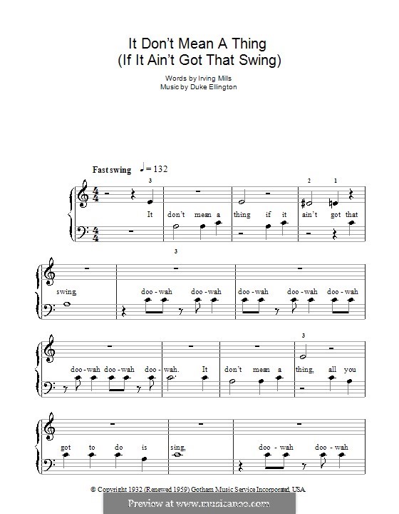 It Don't Mean a Thing (If It Ain't Got That Swing): Facil para o piano by Irving Mills, Duke Ellington