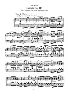 Sei Lob und Ehr dem höchsten Gut, BWV 117: Partitura piano-vocal by Johann Sebastian Bach