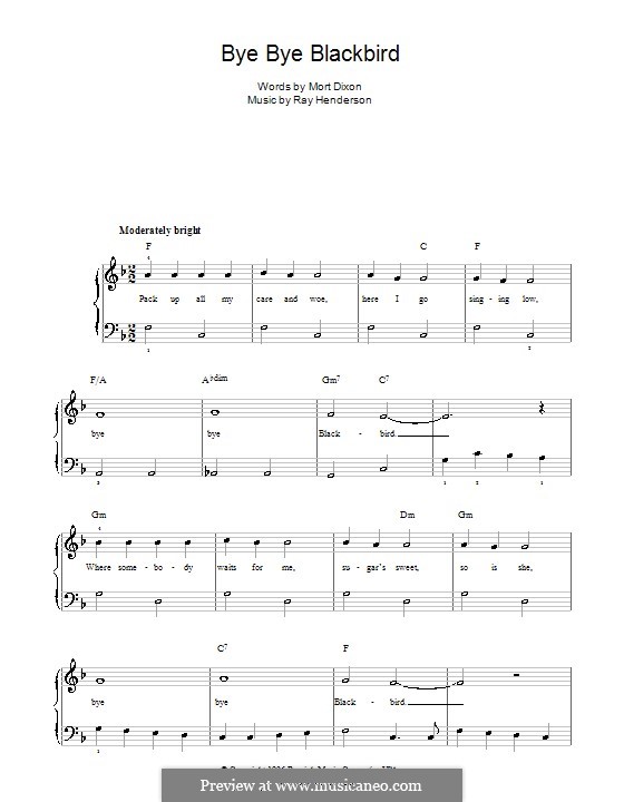 Bye Bye Blackbird: Facil para o piano by Ray Henderson
