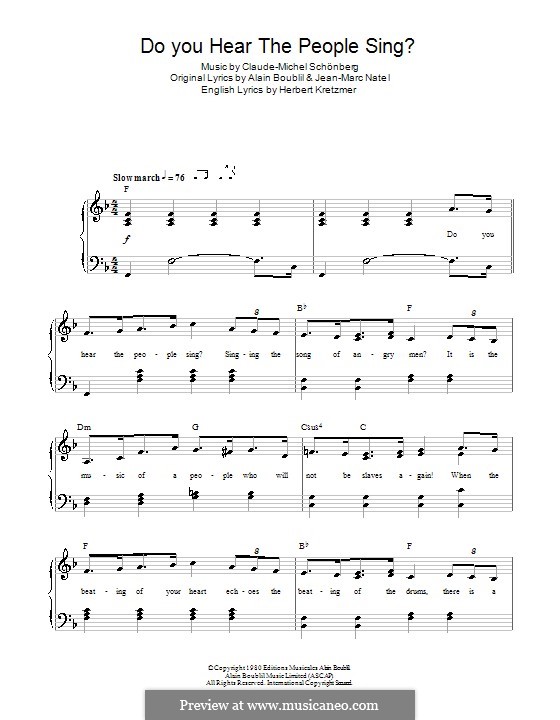 Do You Hear the People Sing: Facil para o piano by Claude-Michel Schönberg