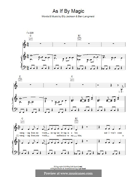 As If By Magic (La Roux): Para vocais e piano (ou Guitarra) by Ben Langmaid, Elly Jackson